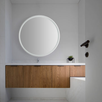 Dane 27 Round Frameless Anti-Fog Aluminum Front/Back-lit Tri-color LED Bathroom Vanity Mirror with Smart Touch Control - JONATHAN Y